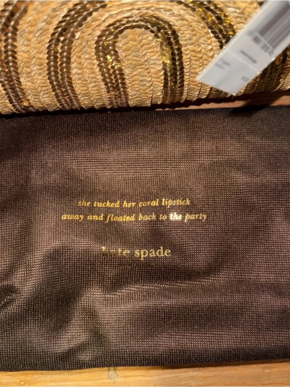 Kate Soade Straw Tote Woven Wicker with Gold Sequin Accents NWT